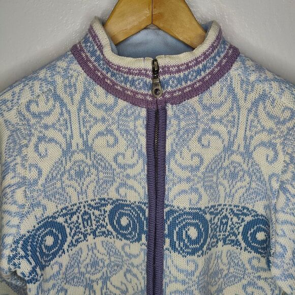 Icewear Wool Knit Paisley Swirl Print Full Zip Sweater - Picture 4 of 11